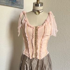 Jean Paul Gaultier rib knit and chiffon corset top, made in Italy